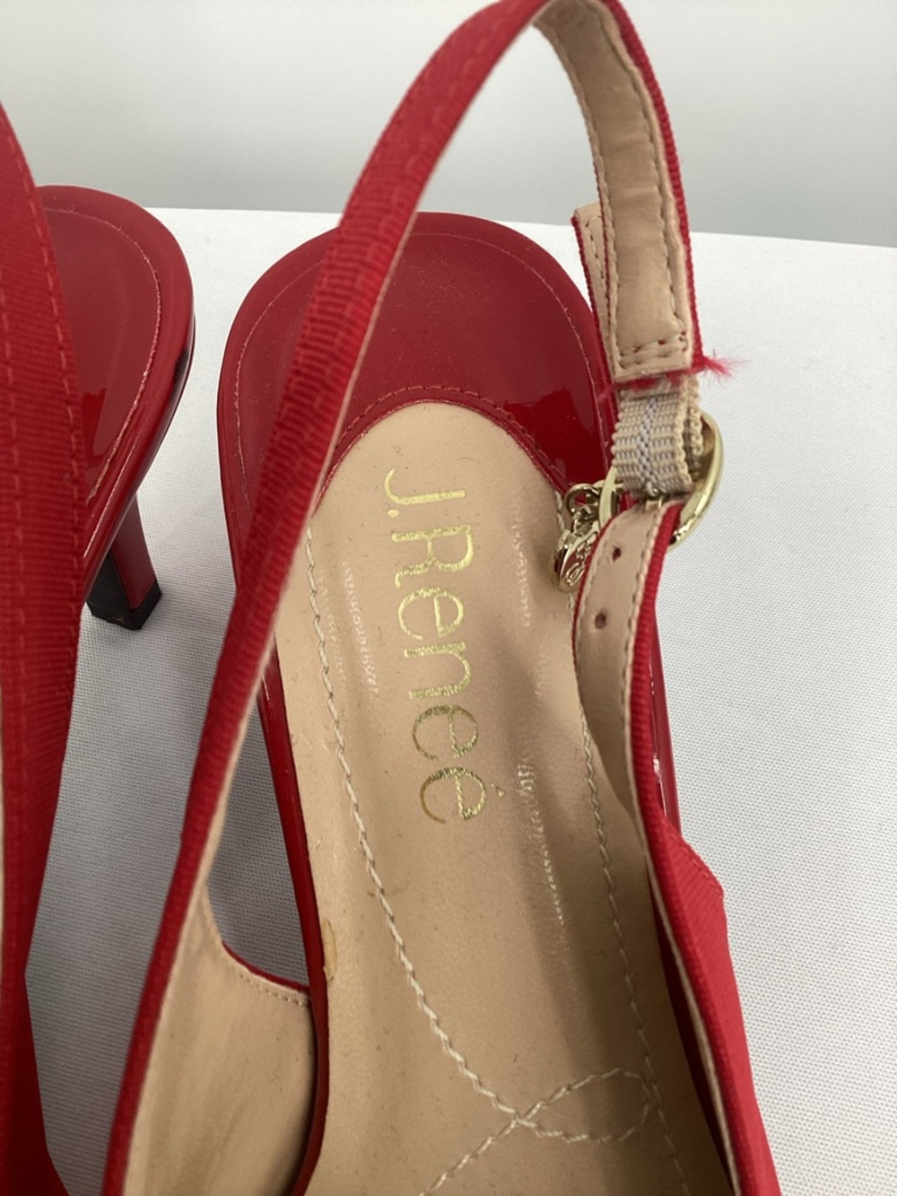 J.Renee Red Patent Pointed-Toe Slingback Pumps with Bow Accent - Picture 10 of 10